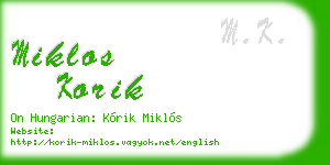 miklos korik business card